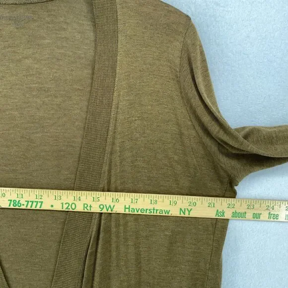 EILEEN FISHER Cardigan PL Silk Cotton Jersey Draped Open Front Long Sleeve Brown - Picture 12 of 15